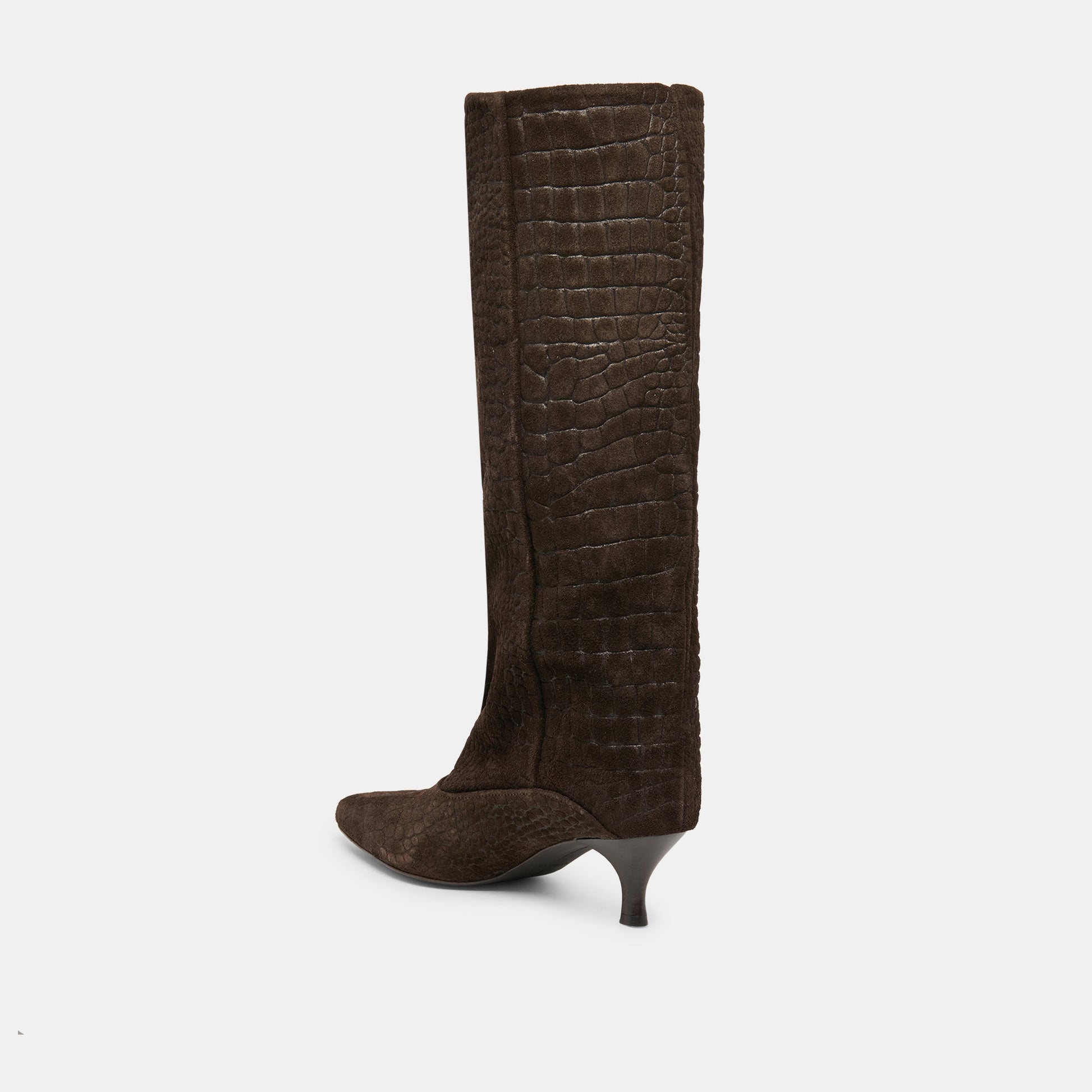 Dolce Vita Roxla Dk Chocolate Croco Embossed Leather Boots