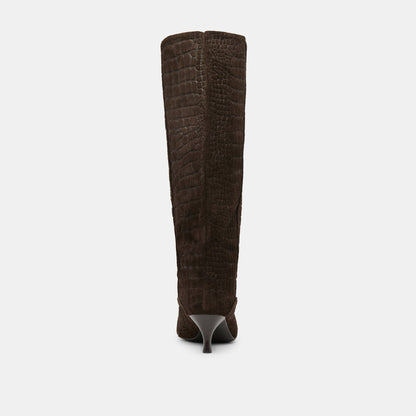 Dolce Vita Roxla Dk Chocolate Croco Embossed Leather Boots