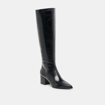 Dolce Vita Kirson Black Leather Wide Calf Boots