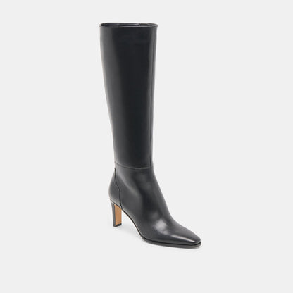 Dolce Vita Emmi Black Leather Extra Wide Calf Boots