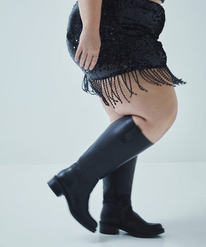 Dolce Vita Glory H2O Waterproof Black Leather Extra Wide Calf Boots