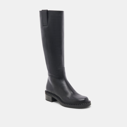 Dolce Vita Glory H2O Waterproof Black Leather Extra Wide Calf Boots