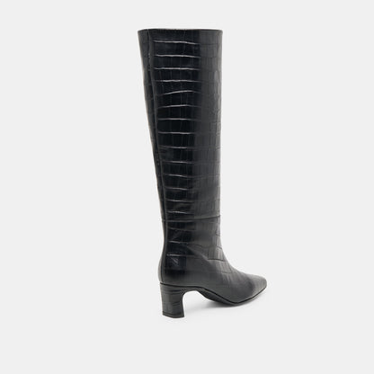 Dolce Vita Trixi Noir Croco Embossed Leather Boots