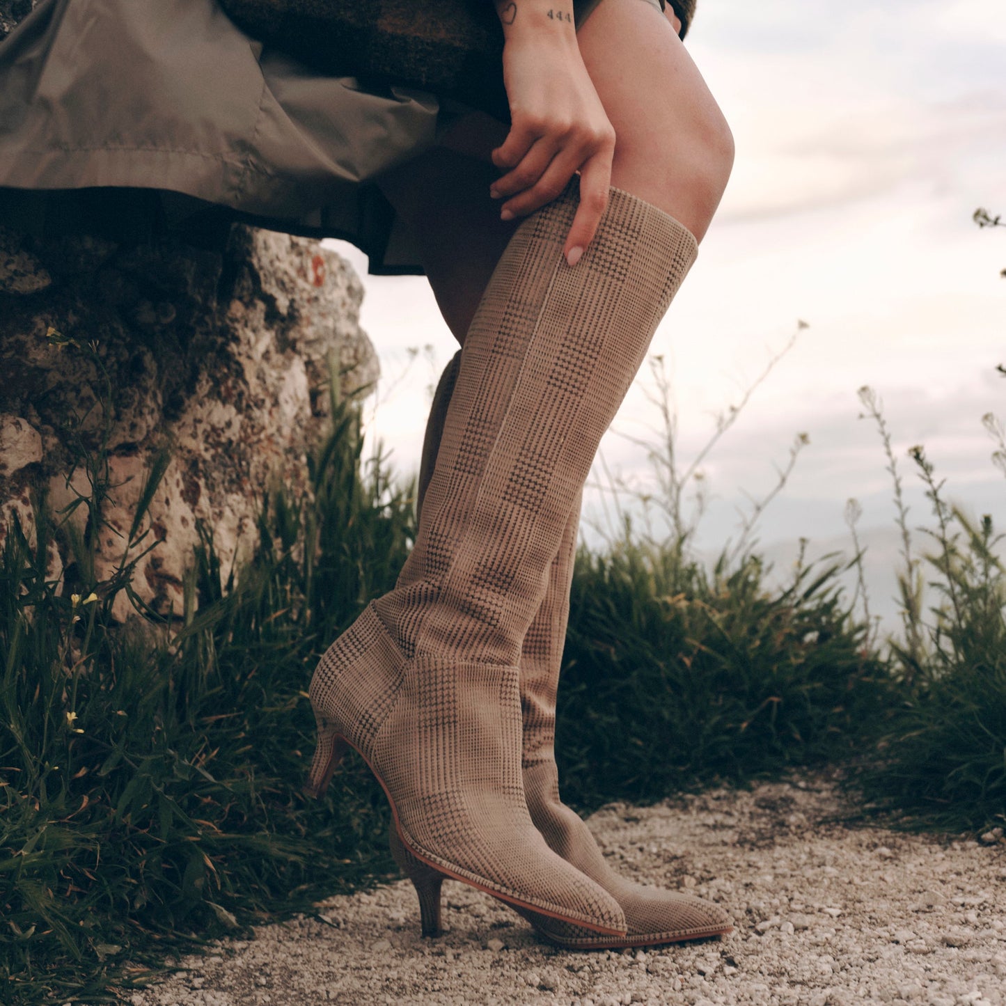 Dolce Vita Aldy Herringbone Printed Suede Boots