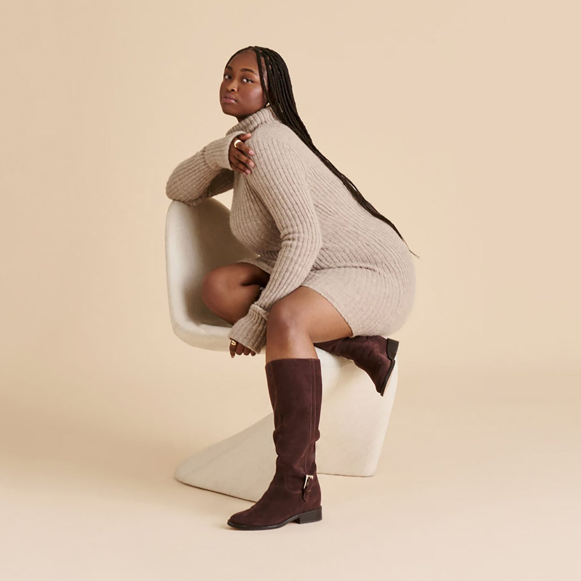 Dolce Vita Kilian H2O Waterproof Mahogany Suede Wide Calf Boots
