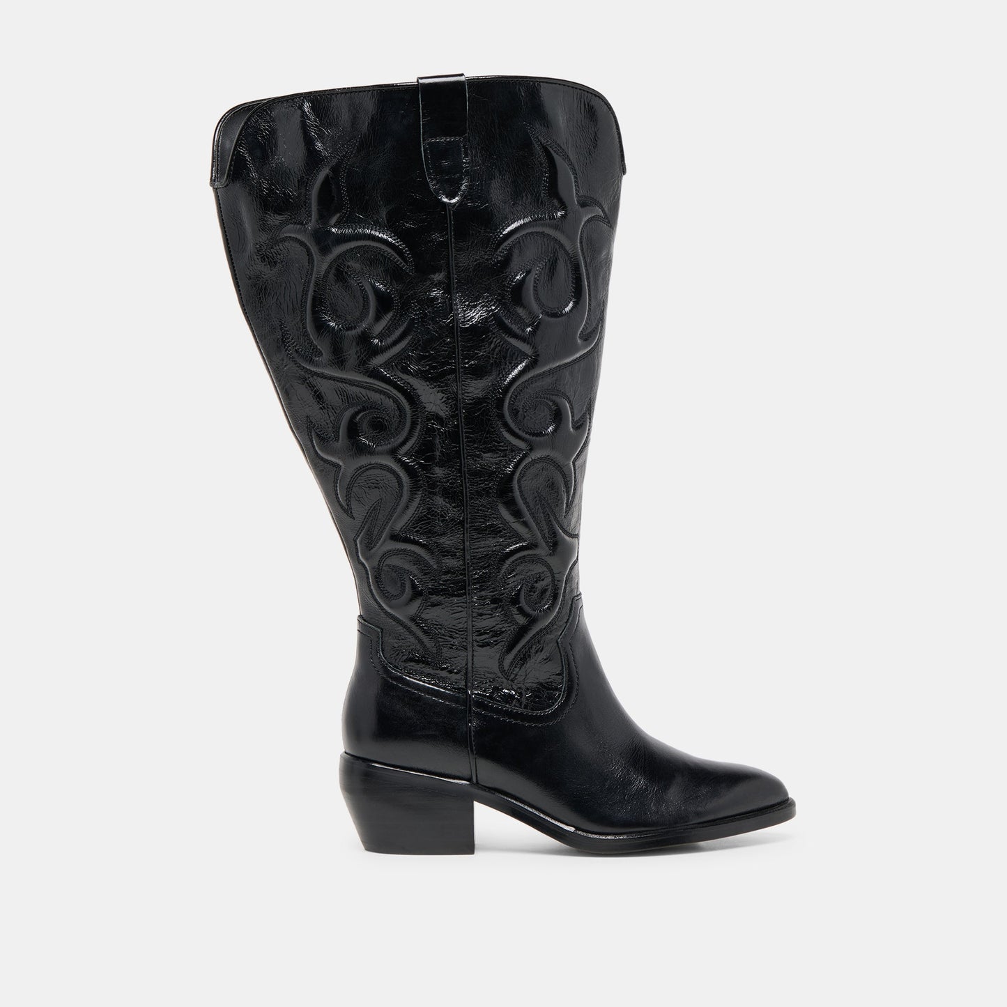 Dolce Vita Mirla Black Leather Extra Wide Calf Boots