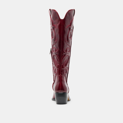 Dolce Vita Mirla Oxblood Leather Wide Calf Boots