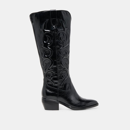 Dolce Vita Mirla Black Leather Wide Calf Boots