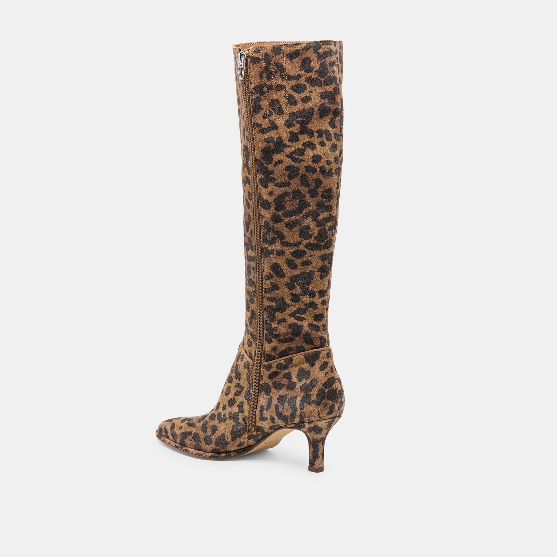 Dolce Vita Aldy Brown Leopard Printed Suede Wide Calf Boots