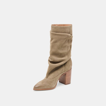 Dolce Vita Talina Olive Suede Wide Calf Boots