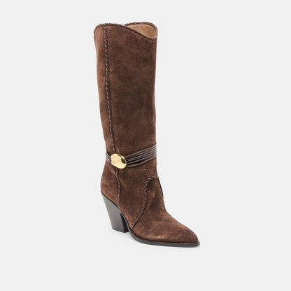Dolce Vita Jody Dk Brown Suede Wide Calf Boots