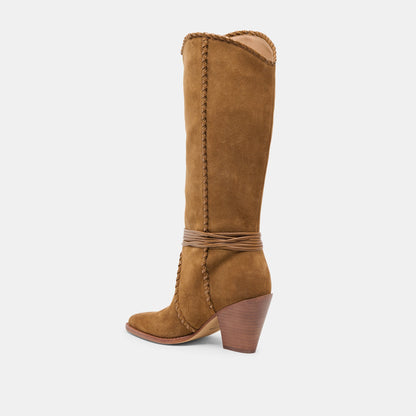 Dolce Vita Jody Lt Brown Suede Wide Calf Boots