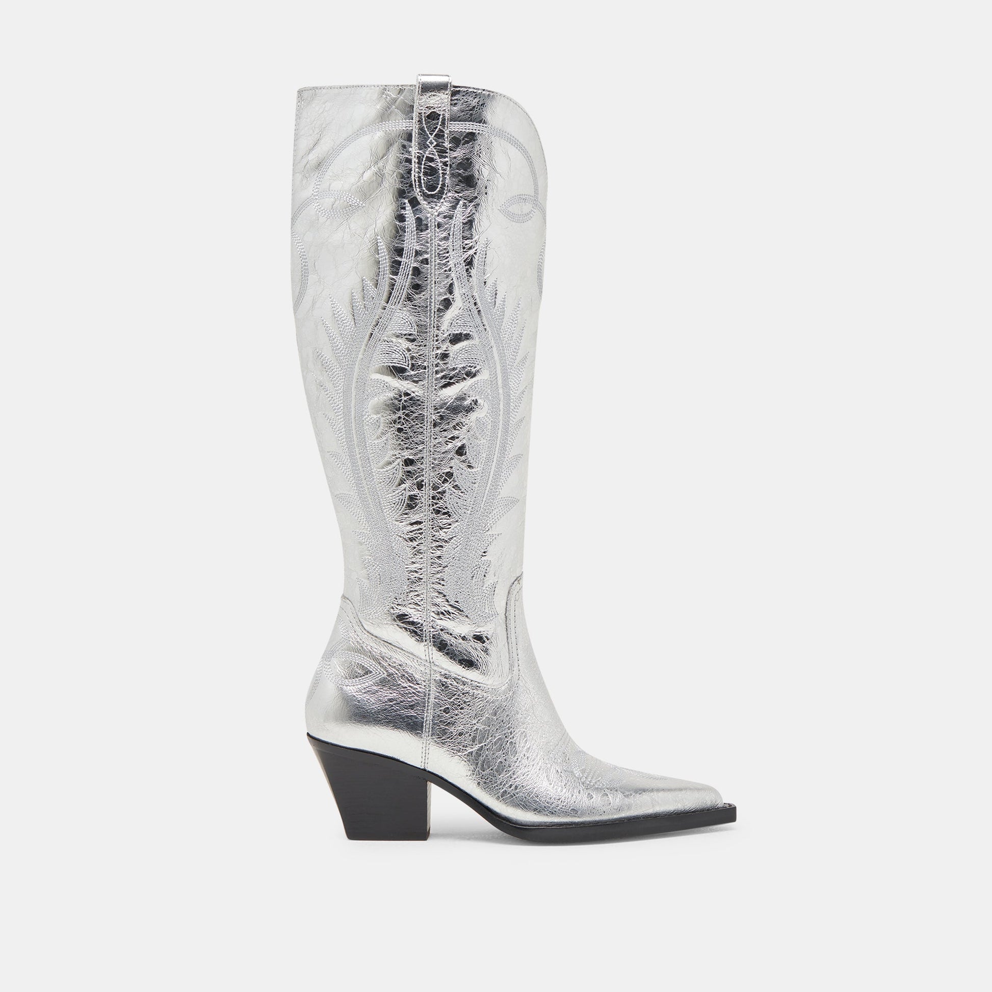 Dolce Vita RYATT WIDE CALF BOOTS SILVER DISTRESSED LEATHER