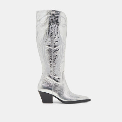 Dolce Vita RYATT WIDE CALF BOOTS SILVER DISTRESSED LEATHER