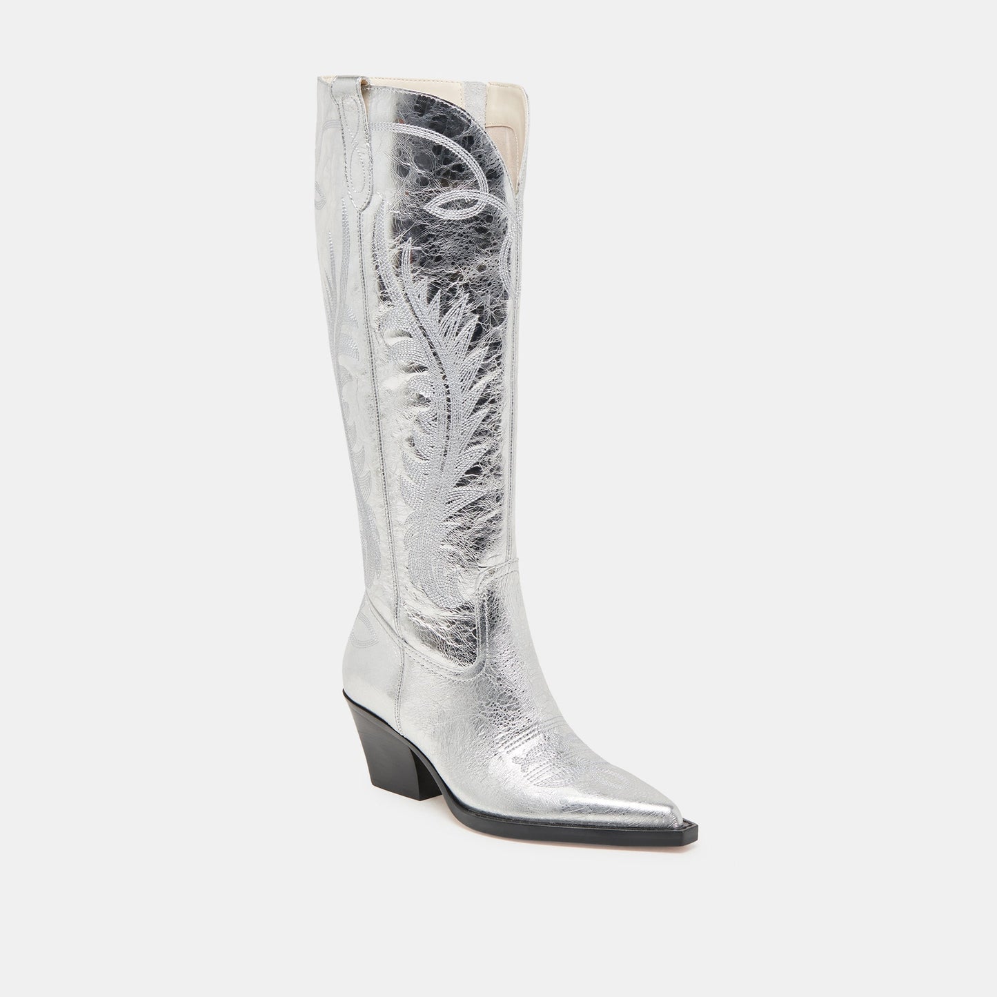 Dolce Vita RYATT WIDE CALF BOOTS SILVER DISTRESSED LEATHER