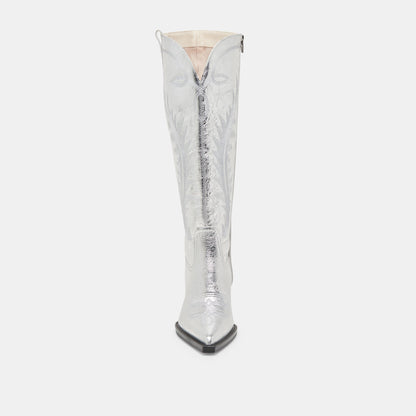Dolce Vita RYATT WIDE CALF BOOTS SILVER DISTRESSED LEATHER