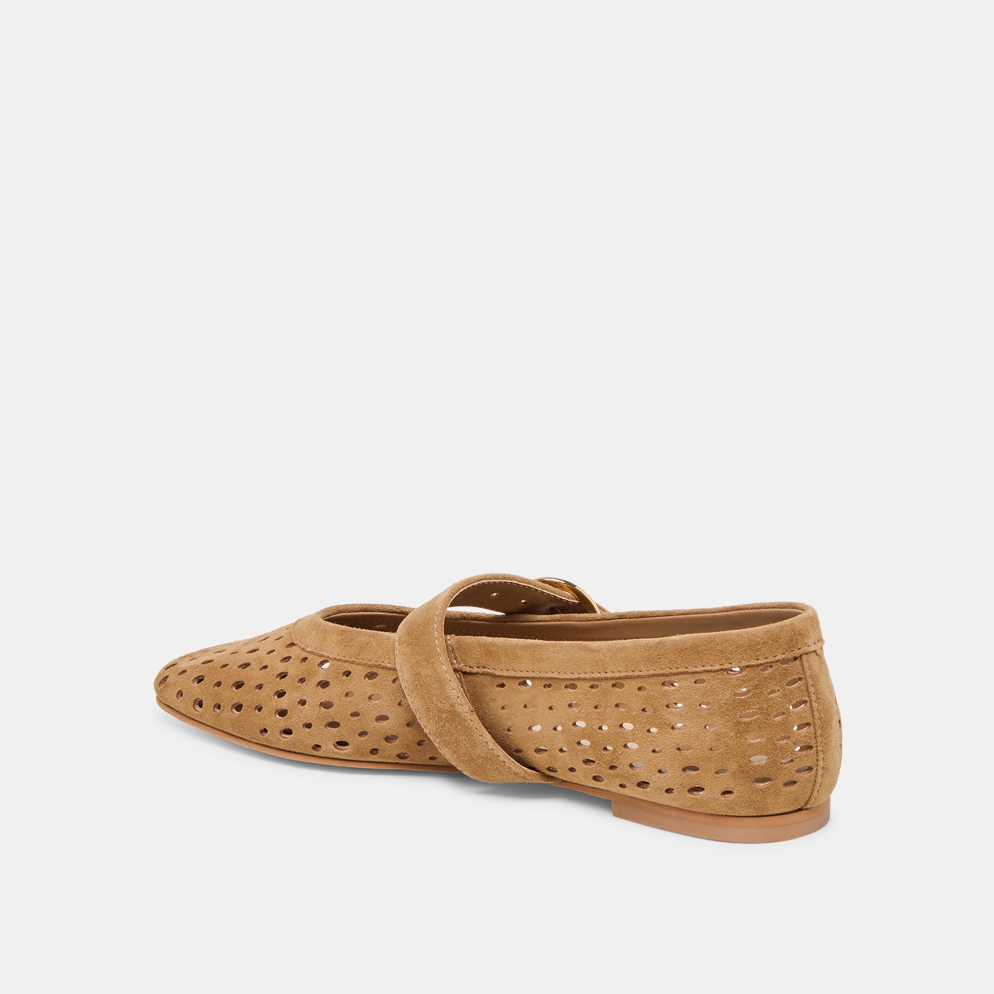 Dolce Vita Mikel Lt Brown Perforated Suede Ballet Flats