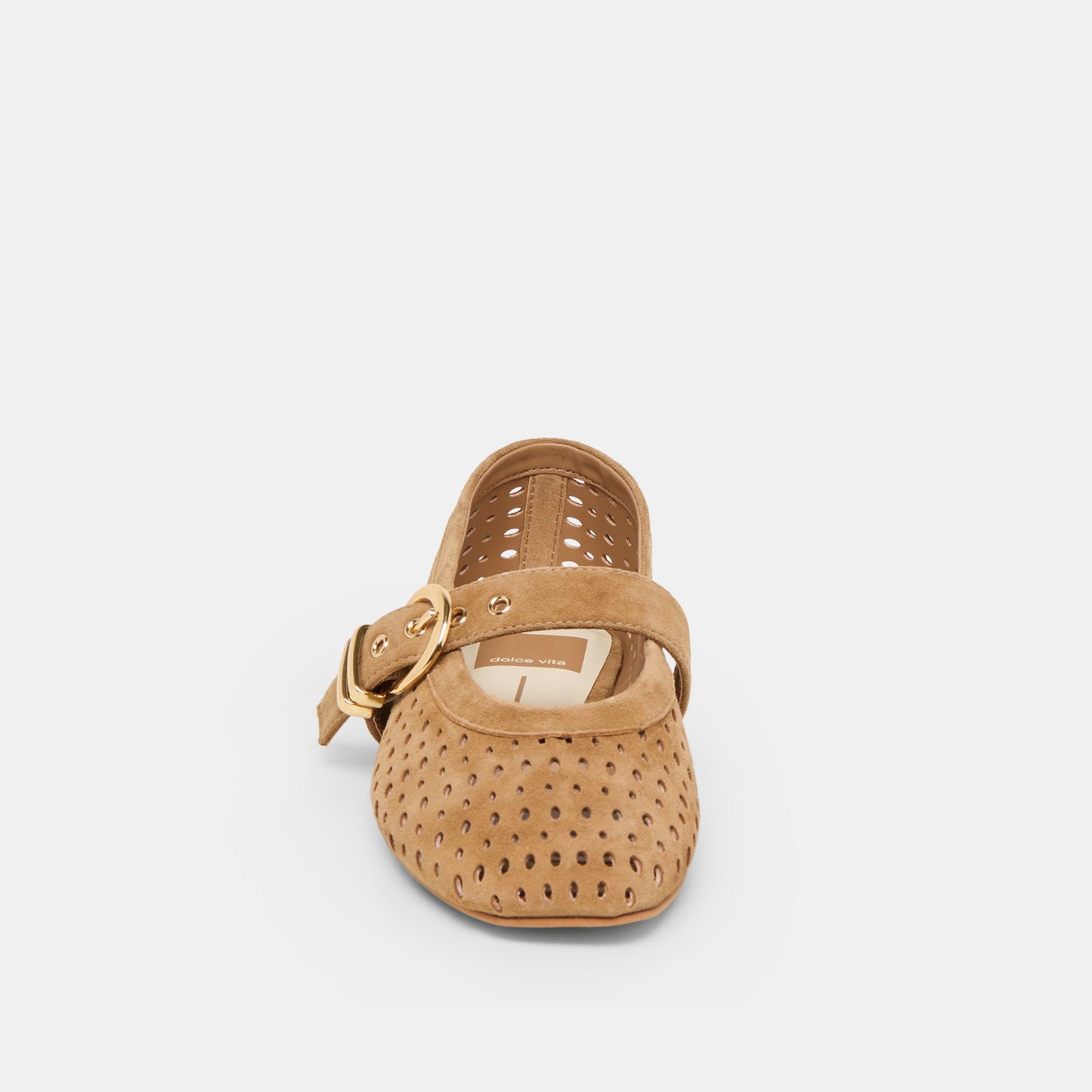 Dolce Vita Mikel Lt Brown Perforated Suede Ballet Flats