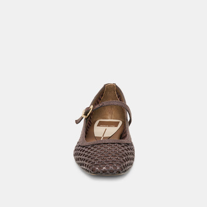 Dolce Vita Reyes Chocolate Woven Raffia Ballet Flats