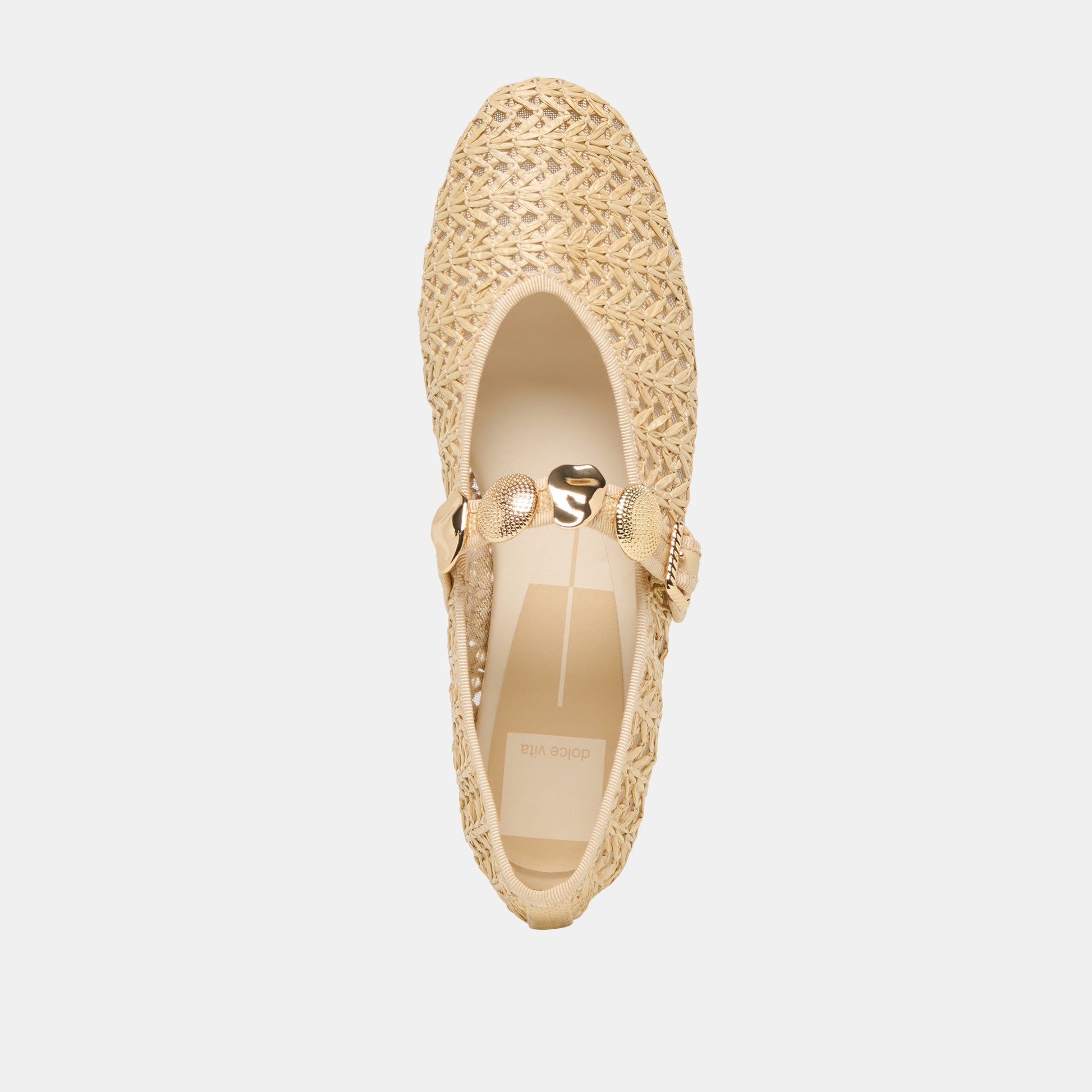 Dolce Vita Relan Natural Cross Hatch Raffia Ballet Flats