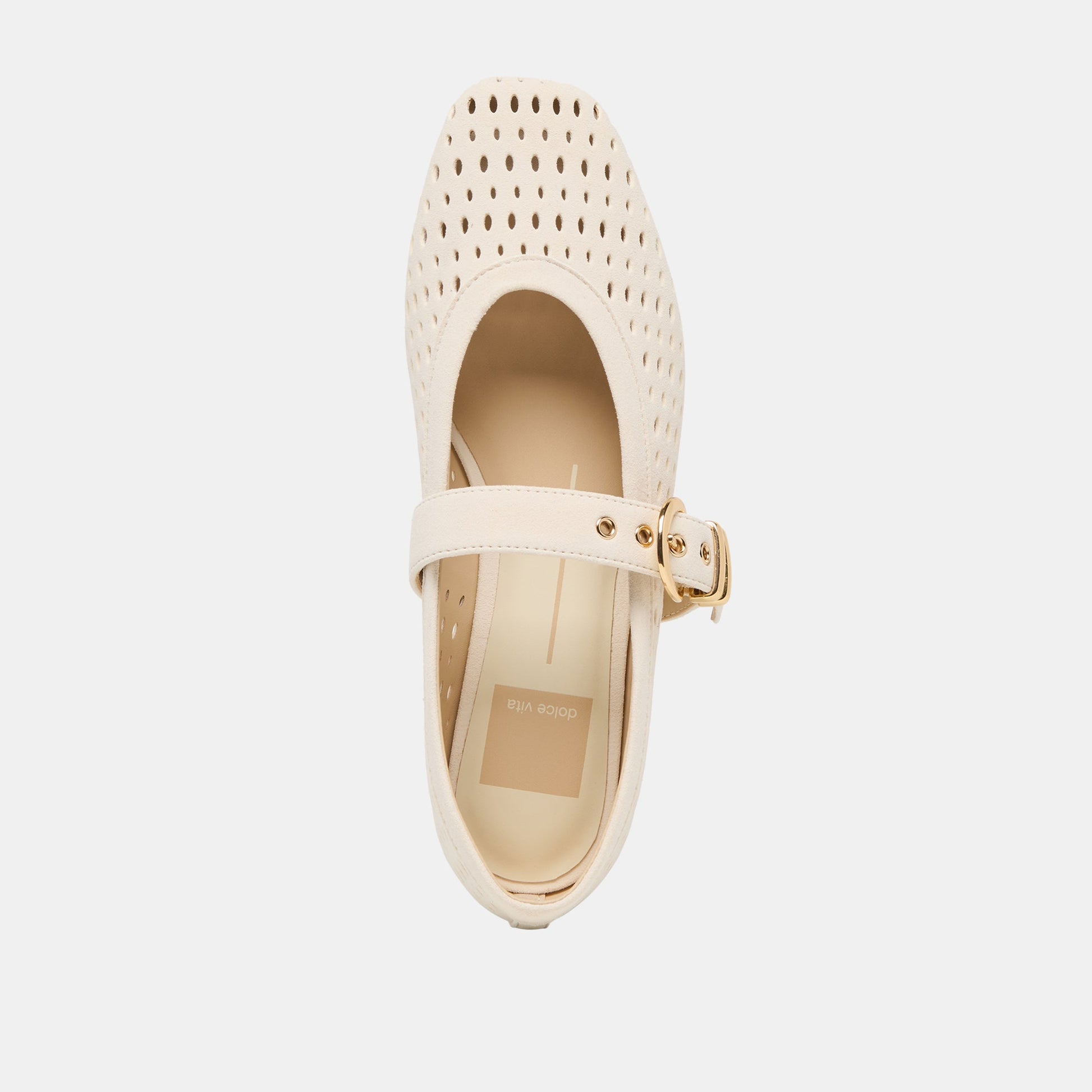 Dolce Vita Mikel Creme Perforated Suede Ballet Flats