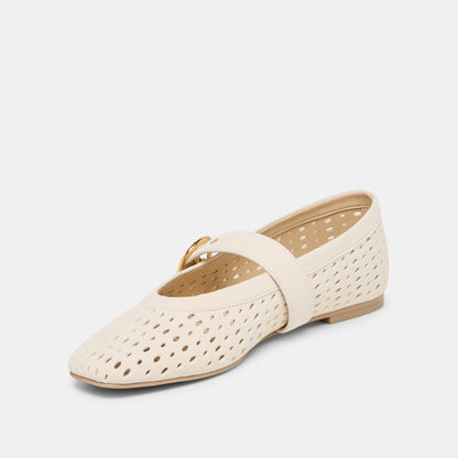 Dolce Vita Mikel Creme Perforated Suede Ballet Flats