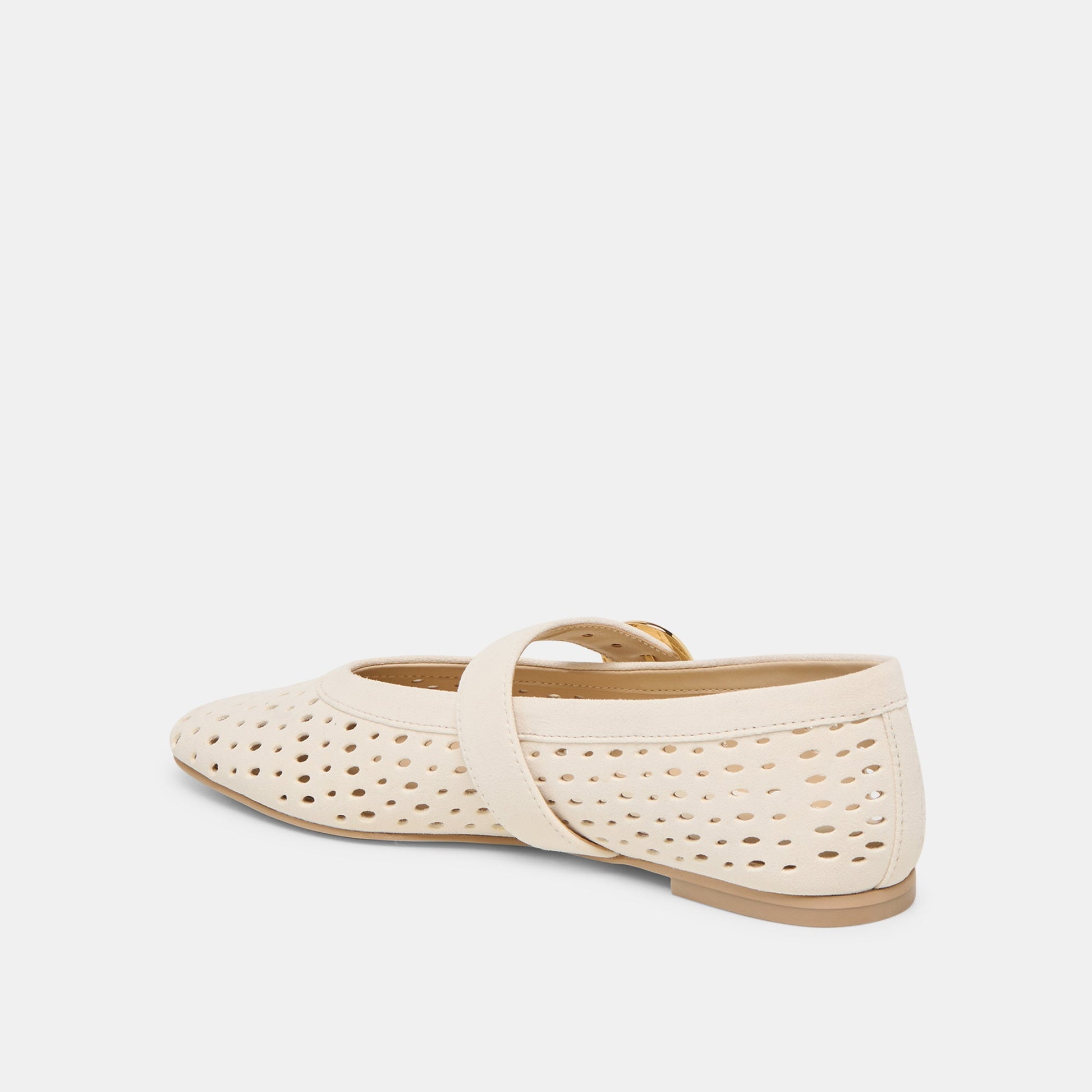 Dolce Vita Mikel Creme Perforated Suede Ballet Flats