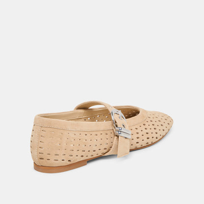 Dolce Vita Mikel Camel Perforated Suede Ballet Flats