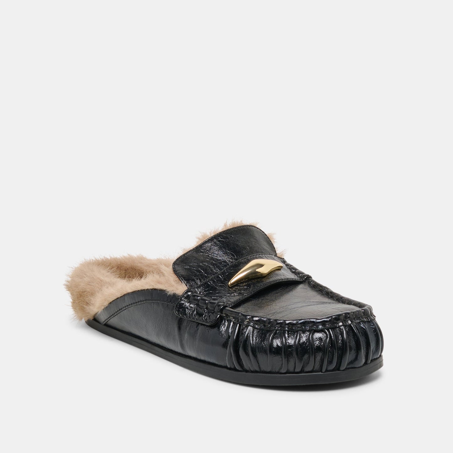 Dolce Vita Jodero Plush Black Leather Flats