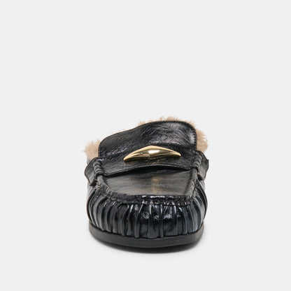 Dolce Vita Jodero Plush Black Leather Flats