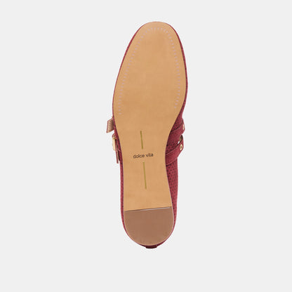 Dolce Vita Baylee Grommet Oxblood Perforated Suede Ballet Flats