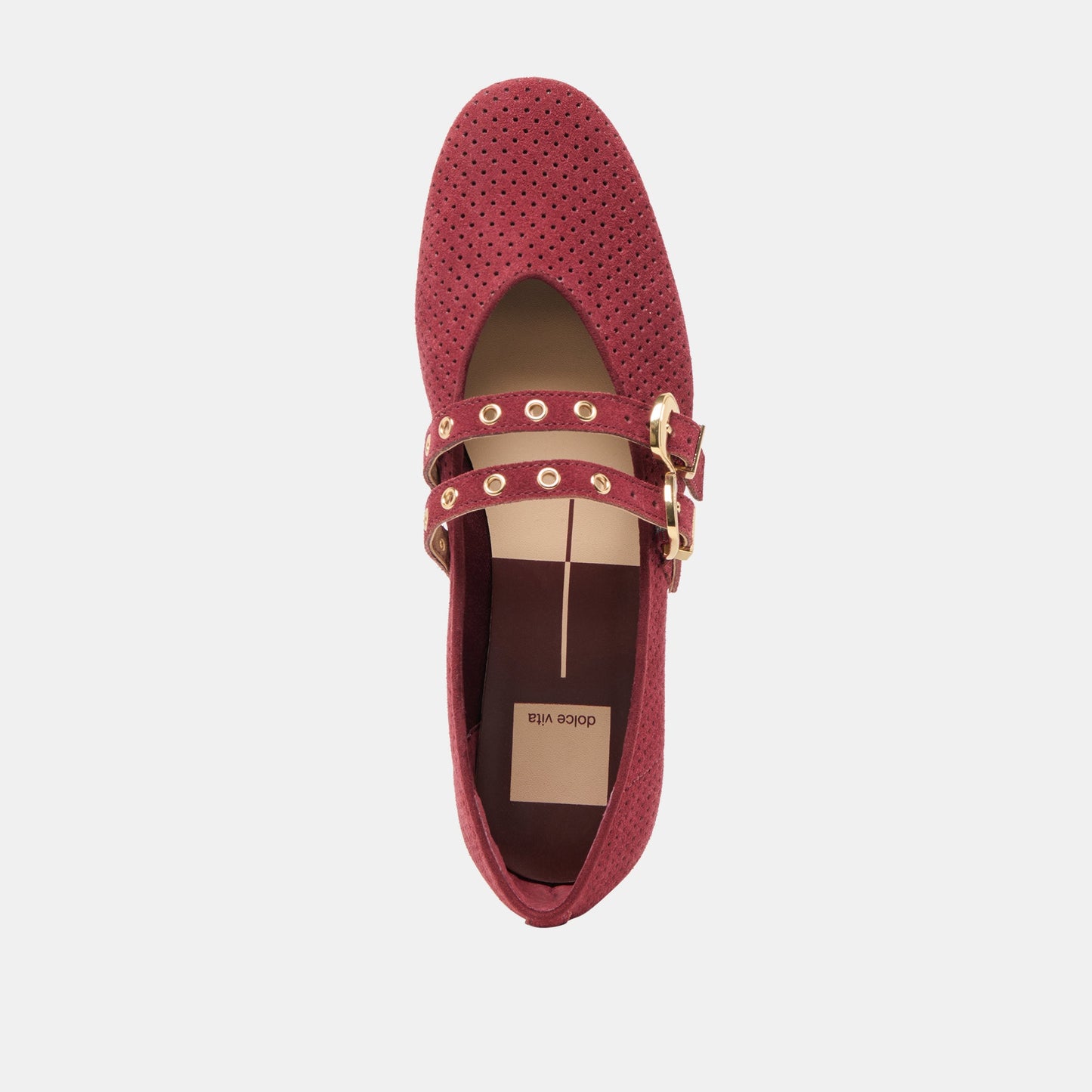 Dolce Vita Baylee Grommet Oxblood Perforated Suede Ballet Flats