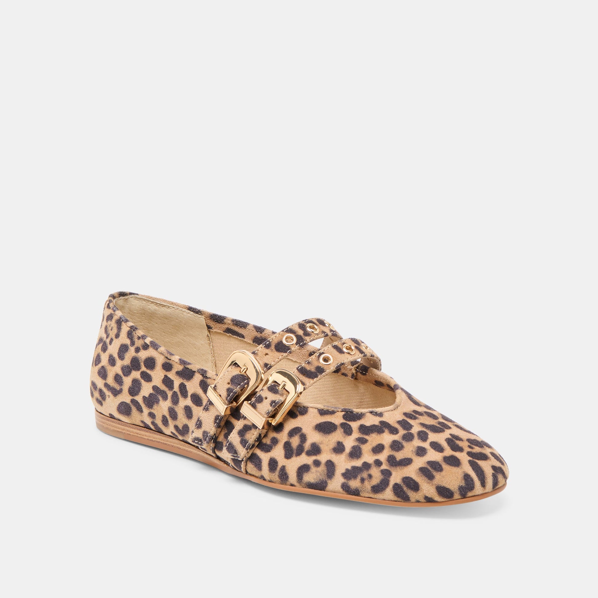 Dolce Vita Baylee Grommet Dk Leopard Printed Suede Ballet Flats