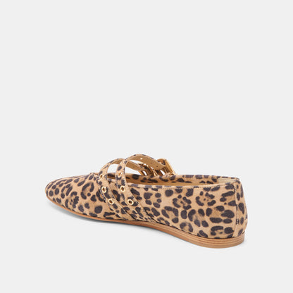 Dolce Vita Baylee Grommet Dk Leopard Printed Suede Ballet Flats