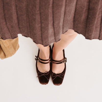 Dolce Vita Gibsen Chocolate Velvet Ballet Flats