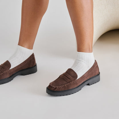 Dolce Vita Merek Dk Brown Suede Loafers