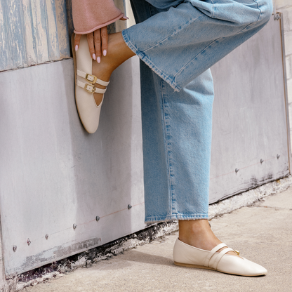 Dolce Vita BAYLEE BALLET FLATS IVORY LEATHER