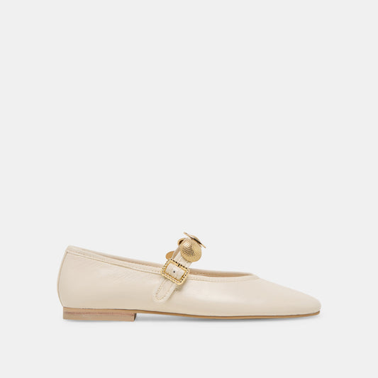 Dolce Vita Relan Off White Leather Ballet Flats