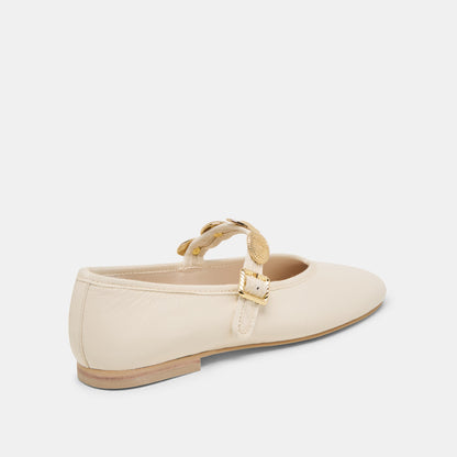 Dolce Vita Relan Off White Leather Ballet Flats