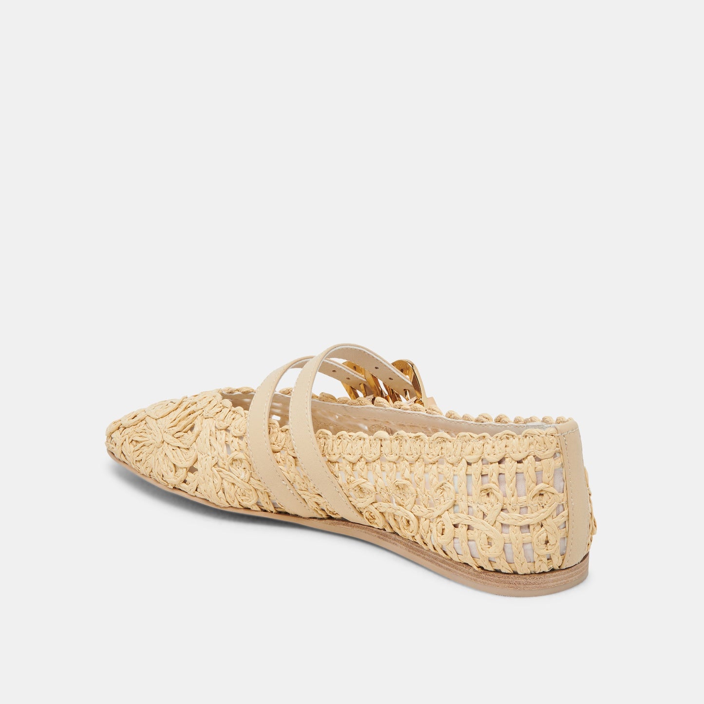 Dolce Vita BAYLEE SUNFLOWER WIDE BALLET FLATS LT NATURAL MACRAME
