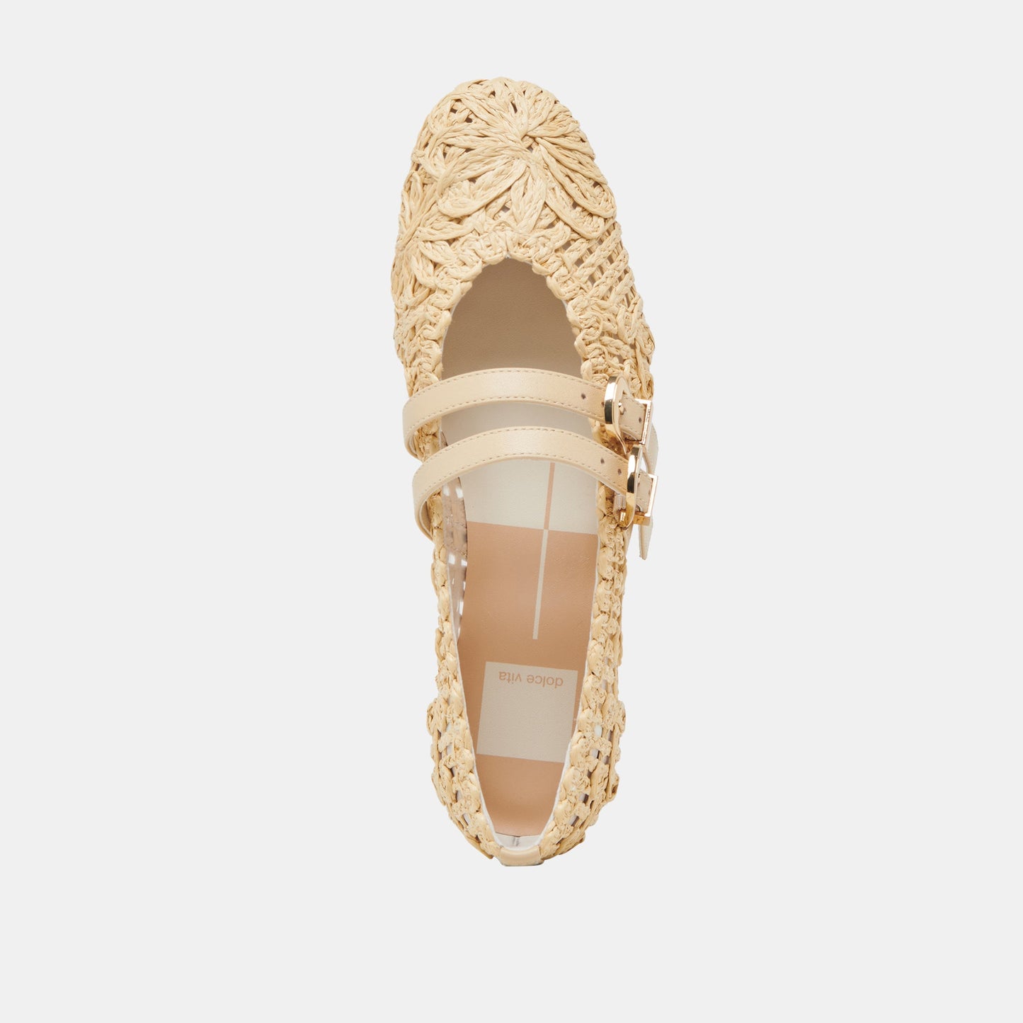 Dolce Vita BAYLEE SUNFLOWER WIDE BALLET FLATS LT NATURAL MACRAME