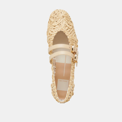 Dolce Vita BAYLEE SUNFLOWER WIDE BALLET FLATS LT NATURAL MACRAME