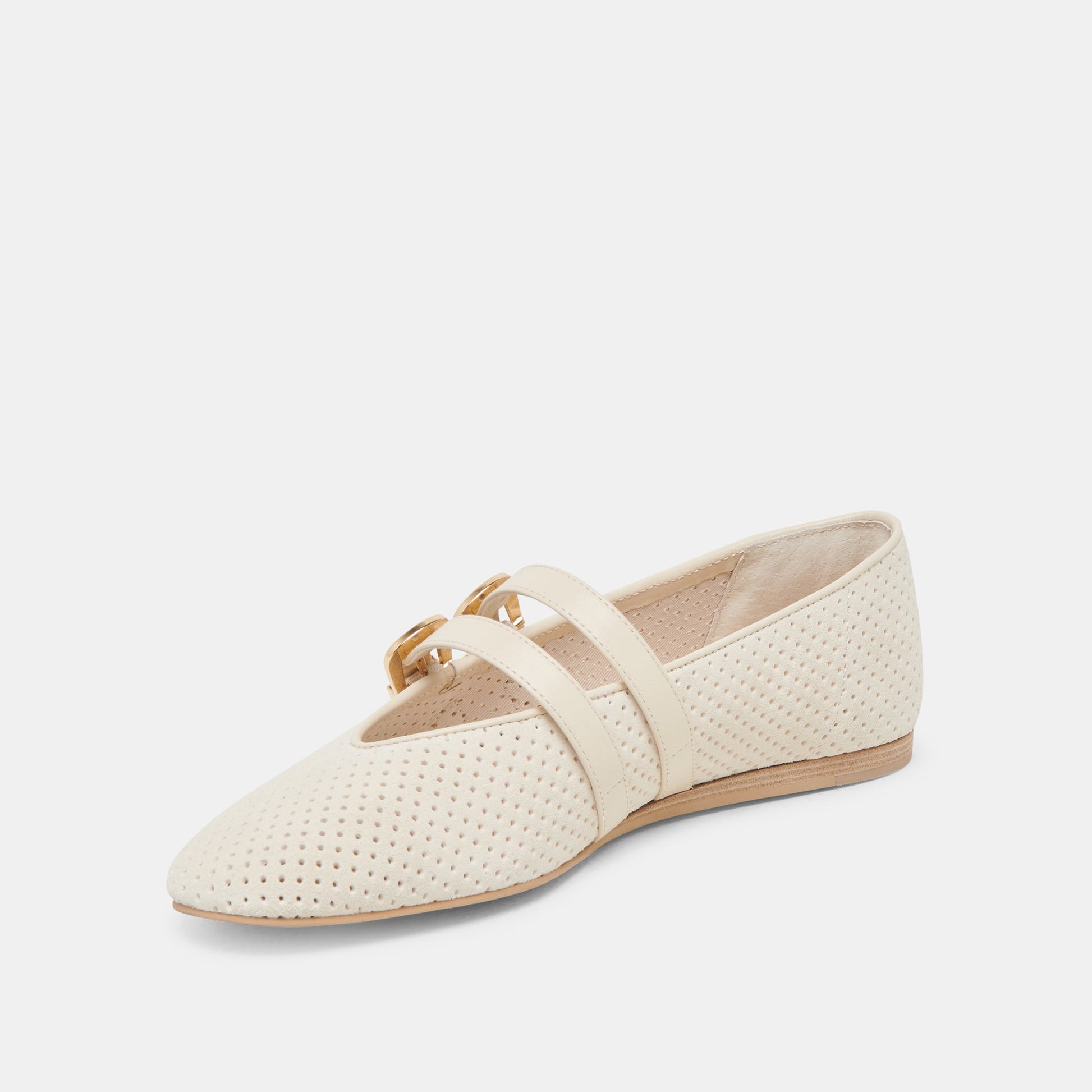 Dolce Vita BAYLEE BALLET FLATS BONE PERFORATED SUEDE