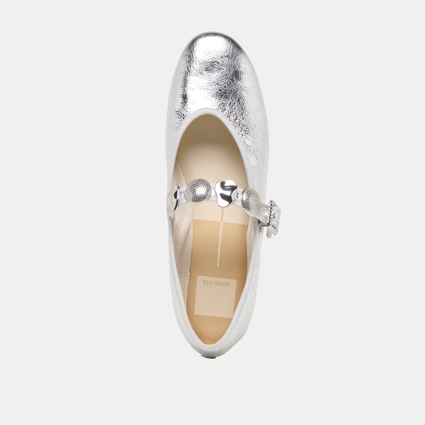 Dolce Vita Relan Silver Distressed Leather Ballet Flats