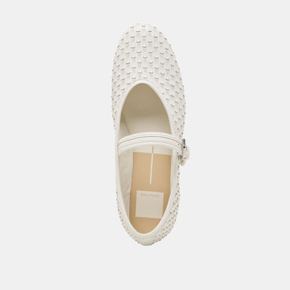 Dolce Vita Roslyn True White Woven Leather Ballet Flats