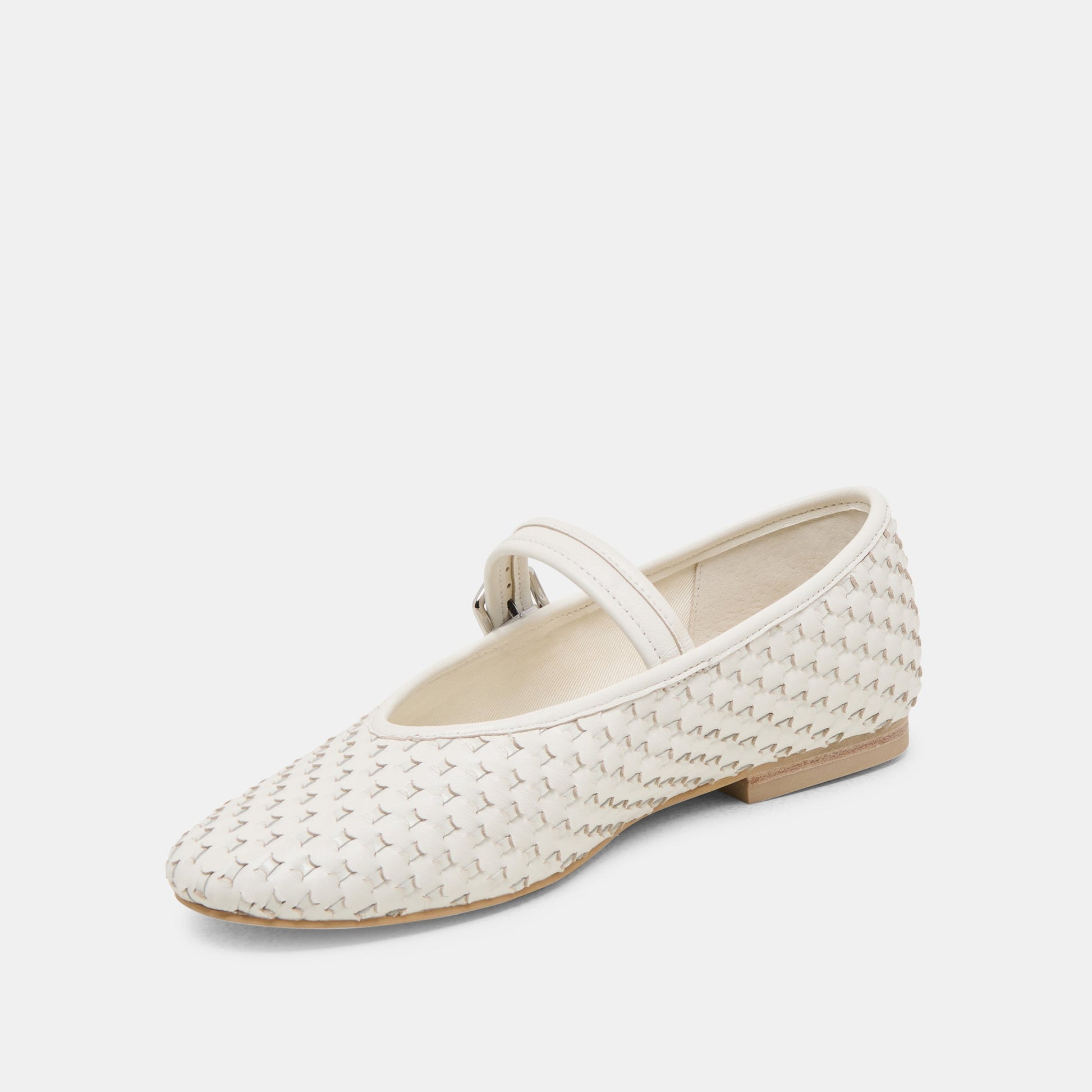 Dolce Vita Roslyn True White Woven Leather Ballet Flats