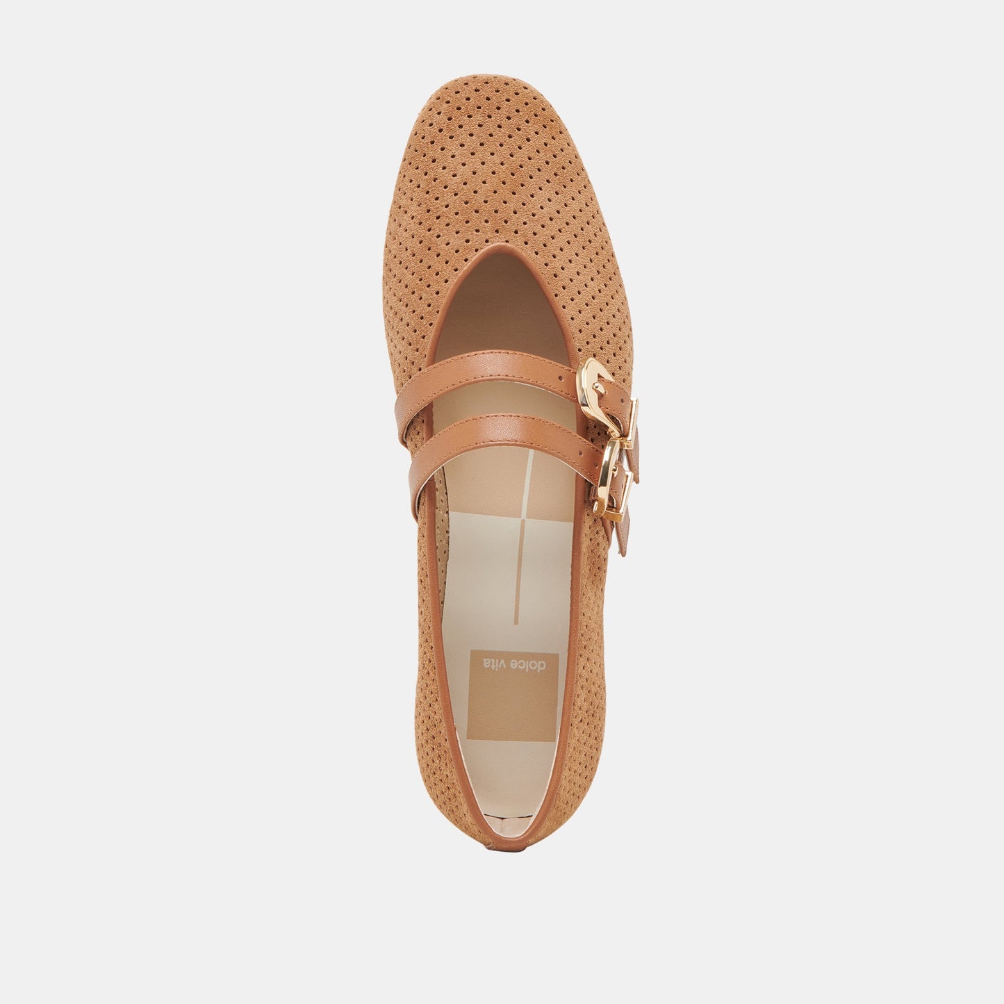 Dolce Vita Baylee Wide Pecan Perforated Suede Ballet Flats
