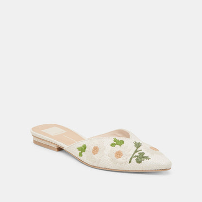 Dolce Vita ELM FLATS WHITE FLORAL RAFFIA