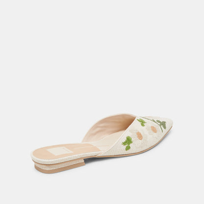 Dolce Vita ELM FLATS WHITE FLORAL RAFFIA