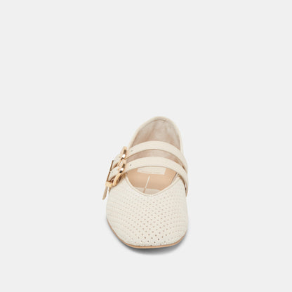 Dolce Vita Baylee Wide Bone Perforated Suede Ballet Flats